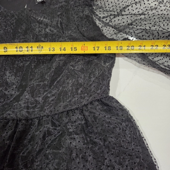 Express Y2K Elegant Black Sheer Polka Dot Women's Top M. - Picture 11 of 15